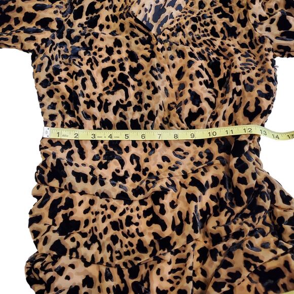 ASTR DRESS WOMEN'S SMALL LEOPARD  NIKITA TIERED RUFFLE HEM SHORT MINI VELVET - Picture 15 of 17